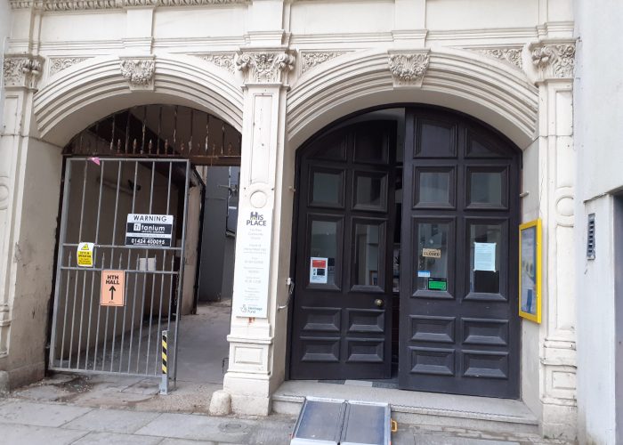 The entrance to "His Place", the venue for social meetings etc.