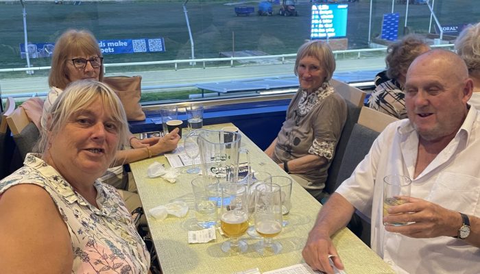 Some members enjoying a visit to the Brighton Greyhounds