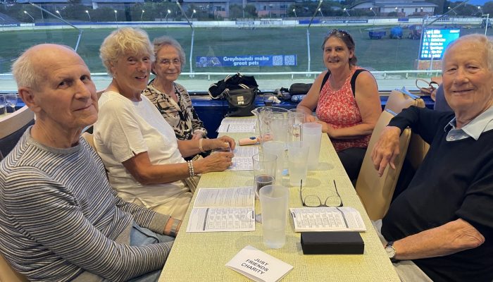 Some members enjoying a visit to the Brighton Greyhounds