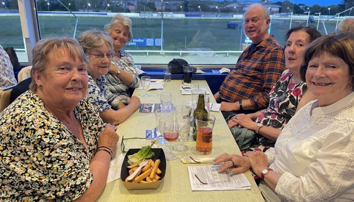 Some members enjoying a visit to the Brighton Greyhounds
