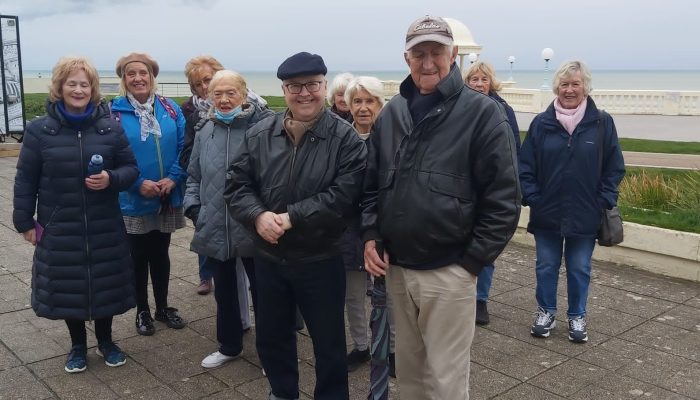 FRIDAY 8 APRIL 2022, AT 10.30 AM saw the inaugural meeting of BEXHILL JUST FRIENDS WALKING GROUP. A happy band of 11 walkers, 8 ladies and 3 gentlemen set off from the rear of the De la Warr Pavilion for a bracing walk along Bexhill promenade. After an hour we stopped for coffee at the Sovereign Light Cafe – much laughter ensued!